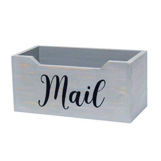 Picture of Elegant Designs Tabletop Decorative Script Word Organizer Box, 5-1/2inH x 5-1/2inW x 11-1/2inD, Gray Wash