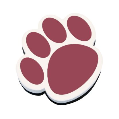 Picture of Ashley Productions Magnetic Whiteboard Erasers, 3 3/4in, Maroon Paw, Pack Of 6