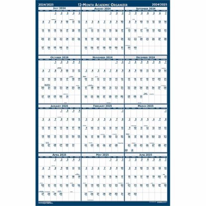 Picture of House of Doolittle Academic Wall Calendar, 24in x 37in, Blue/Gray, July 2022 to June 2023