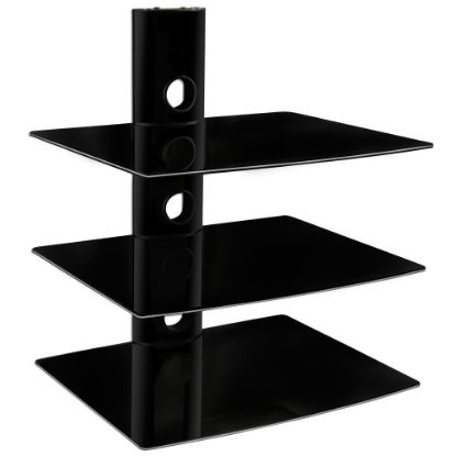 Picture of Mount-It! MI-803 Triple Glass Wall Mounted Floating Shelf, 21-7/16inH x 17inW x 14inD, Black