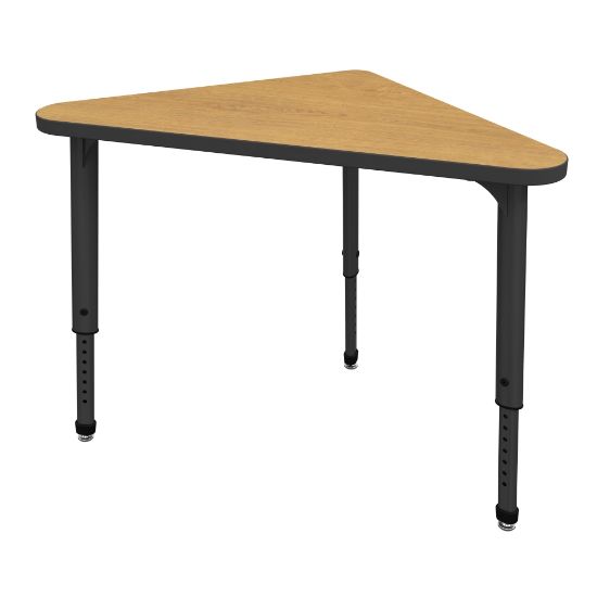 Picture of Marco Group Apex Series Adjustable Triangle 41inW Student Desk, Solar Oak/Black