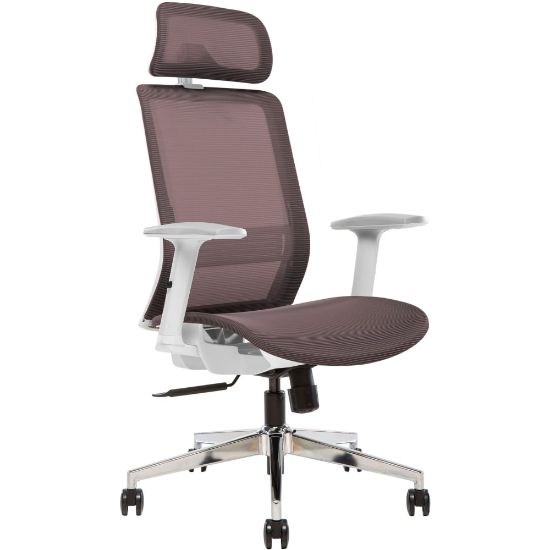 Picture of Sinfonia Sing Ergonomic Mesh High-Back Task Chair, Adjustable Height Arms, Headrest, Copper/White