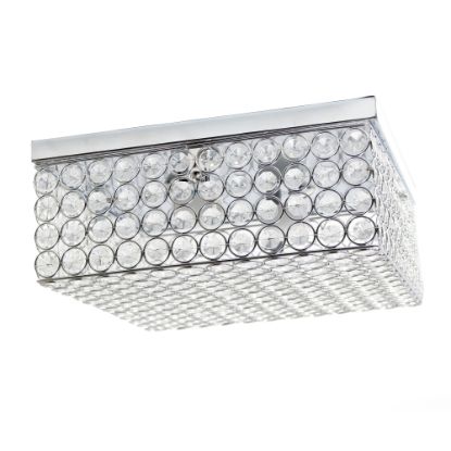 Picture of Lalia Home Glam 2-Light Square Flush-Mount Ceiling Lamp, White/Crystal