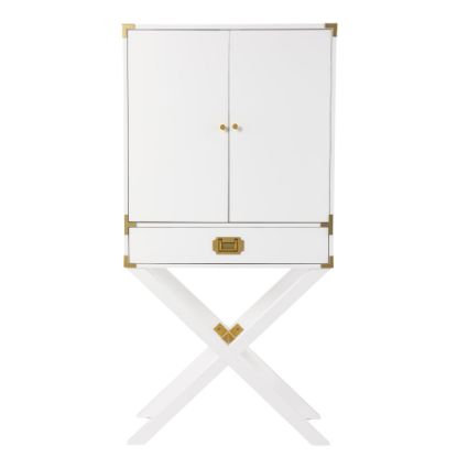 Picture of SEI Furniture Campaign 30inW Tall Bar Cabinet With Storage, White/Gold