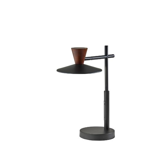 Picture of Adesso Elmore LED Desk Lamp, 16-1/2in, Black/Walnut Shade/Black Base