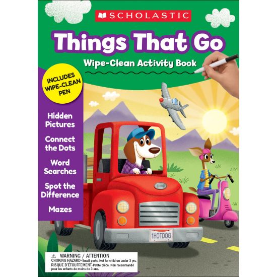 Picture of Scholastic Things That Go Wipe-Clean Activity Book, Preschool - Grade 1