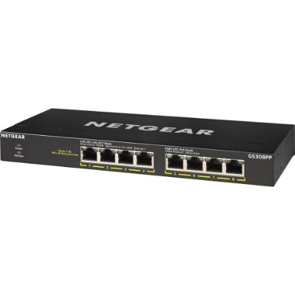 Picture of Netgear GS308PP Ethernet Switch - 8 Ports - 2 Layer Supported - Twisted Pair - Desktop, Wall Mountable, Rack-mountable - 3 YearLifetime Limited Warranty