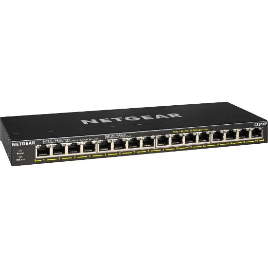 Picture of Netgear GS316P Ethernet Switch - 16 Ports - 2 Layer Supported - Twisted Pair - Desktop, Wall Mountable, Rack-mountable - 3 YearLifetime Limited Warranty