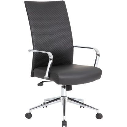 Picture of Boss Office Products Ergonomic High-Back Vinyl Executive Chair, Black/Chrome