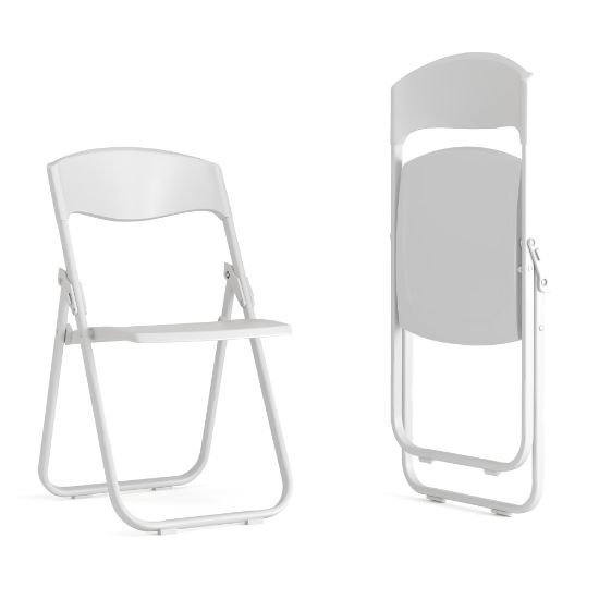 Picture of Flash Furniture HERCULES 500-lb Capacity Heavy-Duty Plastic Folding Chairs With Ganging Brackets, White, Set Of 2 Chairs