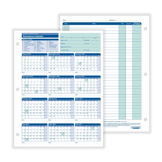 Picture of ComplyRight 2024-2025 Academic Attendance Calendar, 8 1/2in x 11in, Pack Of 50