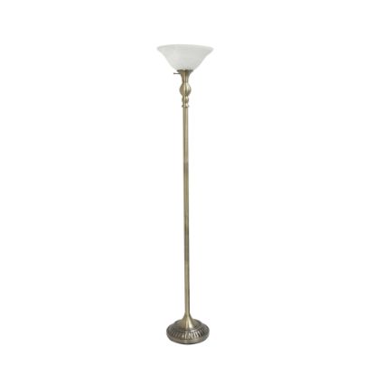 Picture of Elegant Designs 1-Light Torchiere Floor Lamp, 71inH, Antique Brass/White