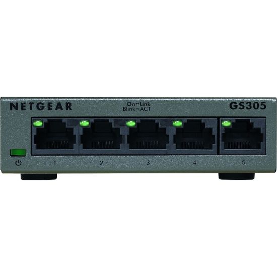 Picture of Netgear GS305 Ethernet Switch - 5 Ports - 2 Layer Supported - Twisted Pair - 3 Year Limited Warranty