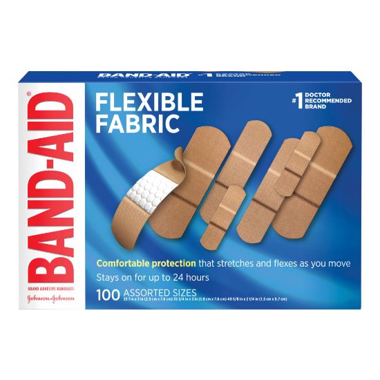 Picture of Band-Aid Brand Flexible Fabric Adhesive Bandages, Assorted, Box of 100 Bandages