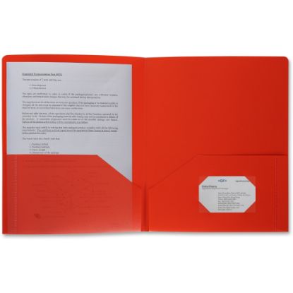 Picture of Business Source 2-Pocket Poly Portfolio, Letter Size, 8-1/2in x 11in, Red