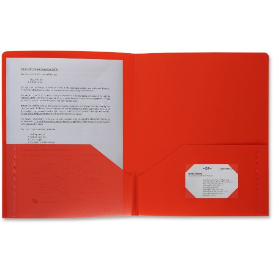 Picture of Business Source 2-Pocket Poly Portfolio, Letter Size, 8-1/2in x 11in, Red