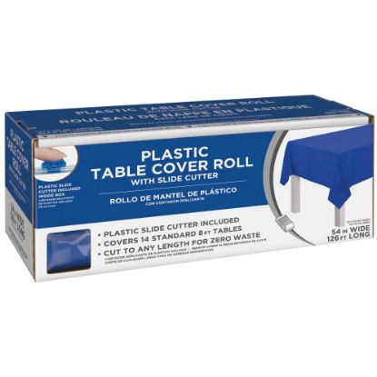 Picture of Amscan Boxed Plastic Table Roll, Bright Royal Blue, 54in x 126'