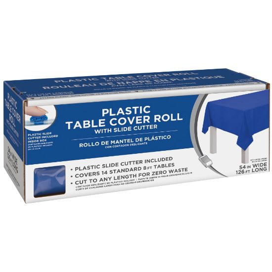 Picture of Amscan Boxed Plastic Table Roll, Bright Royal Blue, 54in x 126'