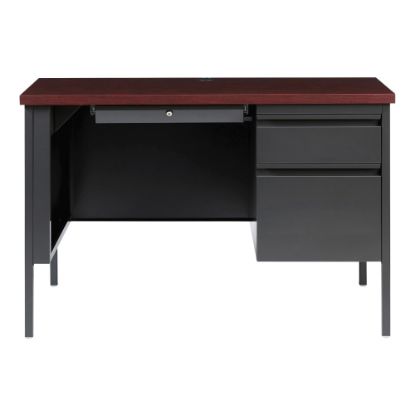 Picture of Lorell Fortress Steel Right-Pedestal Teachers Computer Desk, Charcoal/Mahogany