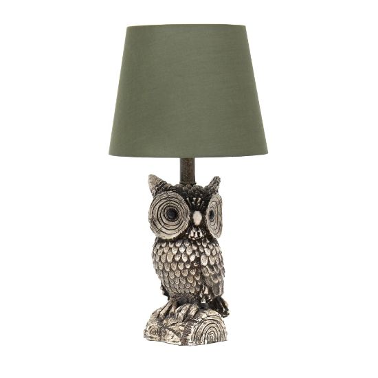 Picture of Simple Designs Woodland Gazing Night Owl Table Lamp, 19-7/8inH, Green/Brown