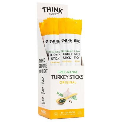 Picture of Think Jerky Free-Range Turkey Sticks, 1 Oz, Pack Of 20 Sticks