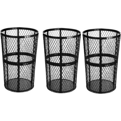 Picture of Alpine Industries Metal Mesh Outdoor Trash Receptacles, 48 Gallons, Black, Pack Of 3 Receptacles