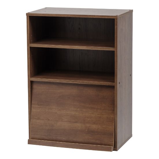 Picture of IRIS 33inH Open Wood-Shelf With Pocket Door, Brown