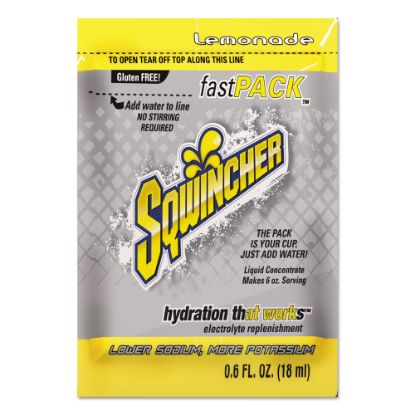 Picture of Sqwincher Fast Pack Electrolyte Replenishment Concentrate, Lemonade, 0.6 Oz, Case of 200