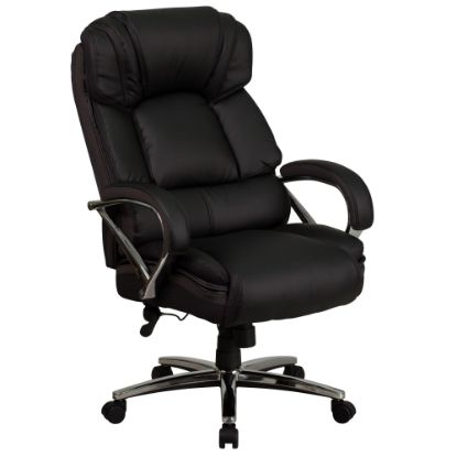 Picture of Flash Furniture Hercules Big & Tall Ergonomic LeatherSoft Faux Leather Office Chair With Chrome Base And Arms, Black/Gray