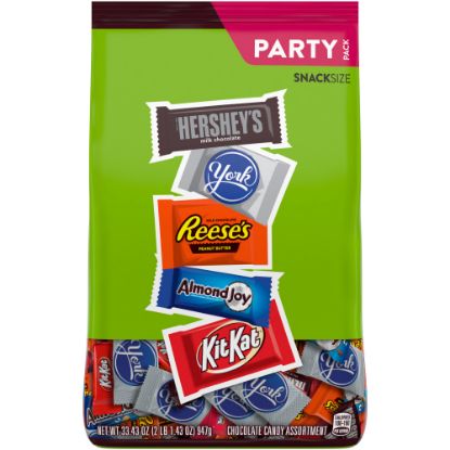 Picture of Hersheys Mini Milk Chocolate, Reeses Peanut Butter Cups, Almond Joy, York Peppermint Patties Assortment Stand-Up Bag, 33.43 Oz