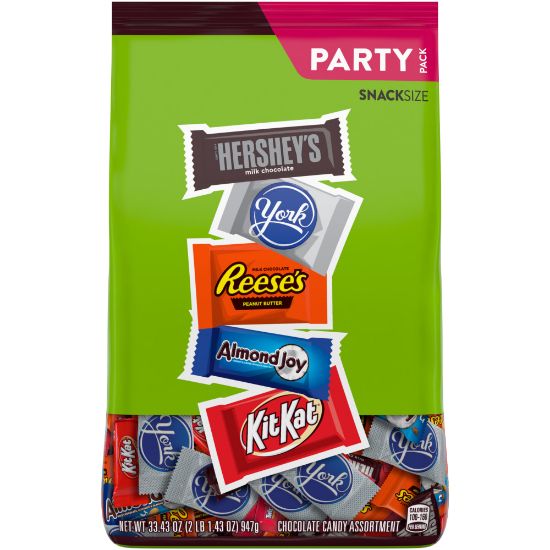 Picture of Hersheys Mini Milk Chocolate, Reeses Peanut Butter Cups, Almond Joy, York Peppermint Patties Assortment Stand-Up Bag, 33.43 Oz