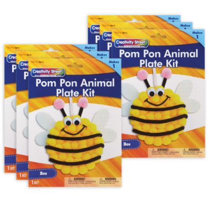 Picture of Creativity Street Pom Pom Animal Plate Kits, 9in x 8-1/2in x 1in, Bee, Set Of 6 Kits