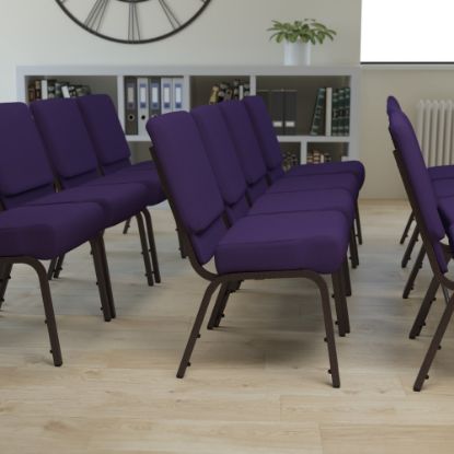 Picture of Flash Furniture HERCULES Series 21inW Stackable Church Chair, Royal Purple/Goldvein