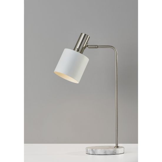 Picture of Adesso Emmett Desk Lamp, 23-1/4inH, White Shade/Brushed Steel Base