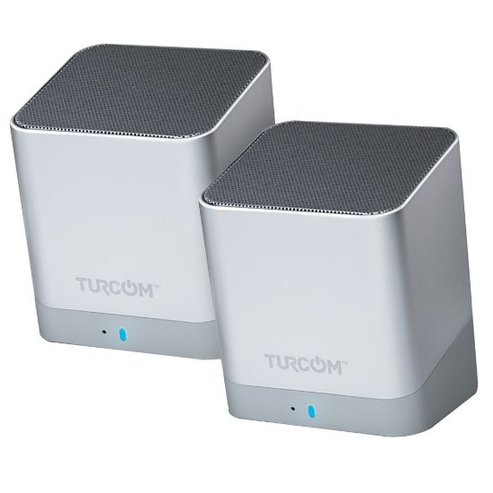 Picture of Turcom Wireless Bluetooth 2-Channel Mini PC Speaker Set, Silver, TS-459