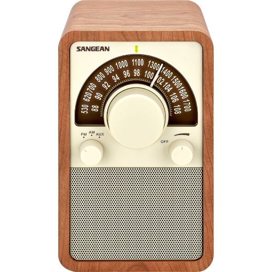 Picture of Sangean FM / AM Wooden Cabinet Receiver - Cable - Headphone - Desktop