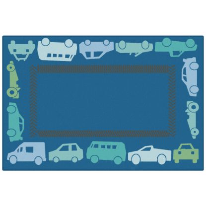 Picture of Carpets for Kids KID$Value PLUS All Autos Border Activity Rug, 6ft x 9ft , Dark Blue