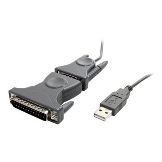 Picture of StarTech.com USB to Serial Adapter - 3 ft / 1m - with DB9 to DB25 Pin Adapter - Prolific PL-2303 - USB to RS232 Adapter Cable (ICUSB232DB25) - Serial adapter - USB 2.0 - gray