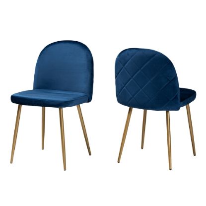 Picture of Baxton Studio Fantine Dining Chairs, Navy Blue/Gold, Set Of 2 Chairs