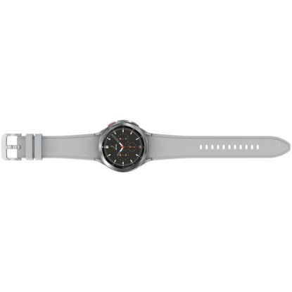 Picture of Samsung Galaxy Watch4 Classic, 46mm, Silver, LTE - 16 GB - 1.50 GB Standard Memory - 1.4in - Android Wear - Bluetooth - GPS - Near Field Communication - Silver - Stainless Steel, Glass Body - Health & Fitness - Water Resistant - LTE - IP68 Water Resistant