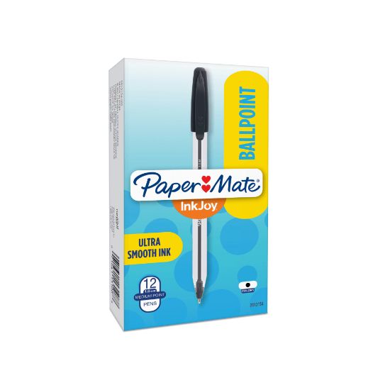 Picture of Paper Mate InkJoy 50ST Ballpoint Pens, Medium Point, 1.0 mm , Translucent Barrel, Black Ink, Pack Of 12 Pens