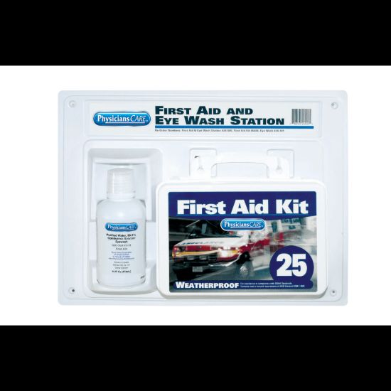 Picture of First Aid Kit and Eye Wash Station, 16 oz, 25 Person