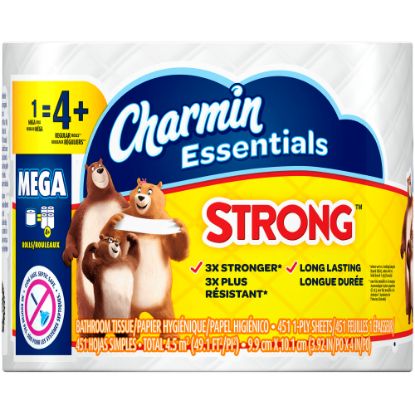 Picture of Charmin Essentials Strong 1-Ply Mega Roll Toilet Paper, 451 Sheets Per Roll, Pack Of 36 Rolls