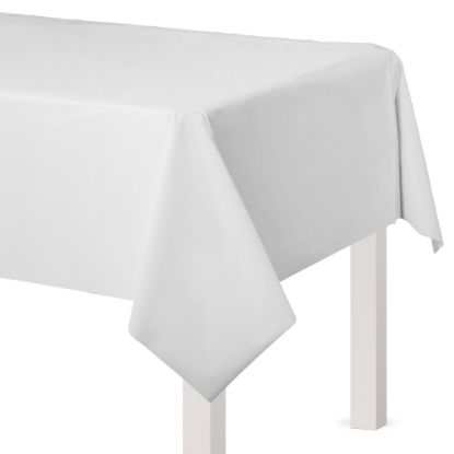 Picture of Amscan Flannel-Backed Vinyl Table Covers, 54in x 108in, Frosty White, Set Of 2 Covers