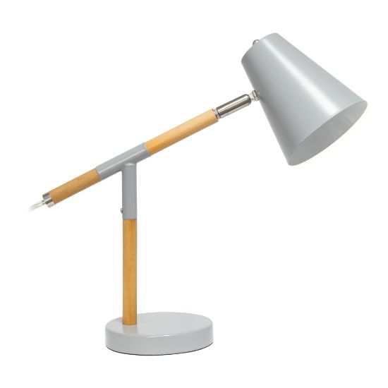 Picture of Simple Designs Gray Matte and Wooden Pivot Desk Lamp