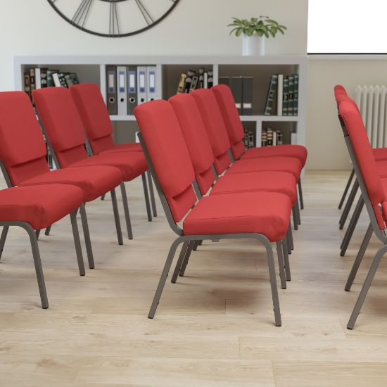 Picture of Flash Furniture HERCULES Series Stackable Church Chair, Red/Silvervein