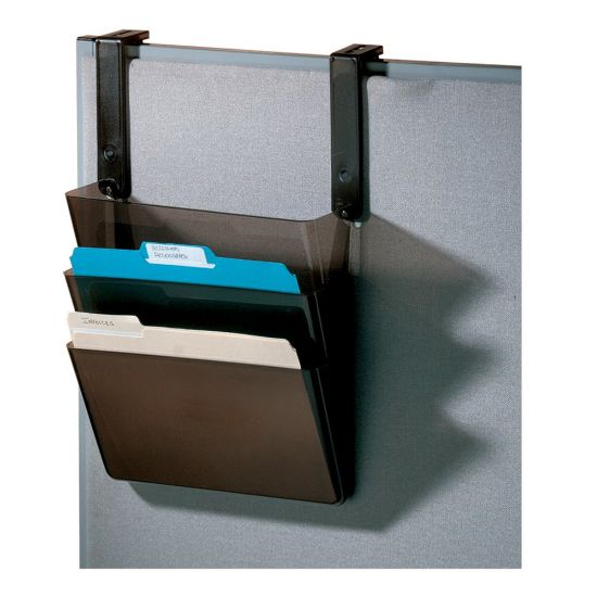 Picture of Office Depot Brand Plastic Letter-Size Hanging 3-Pocket Wall File, 8-1/2in x 13-3/8in x 8-1/2in, Black