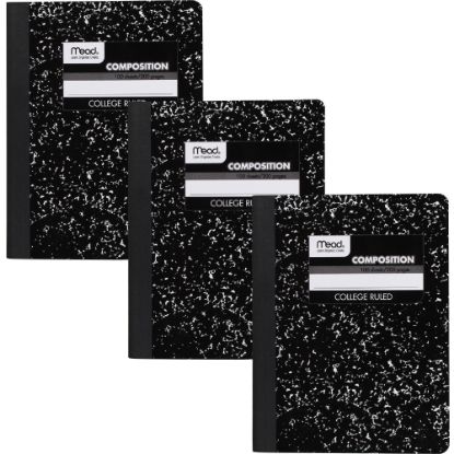 Picture of Mead Composition Notebooks, 9 3/4in x 7 1/2in, College Ruled, 100 Sheets, Black Marble, Pack Of 3