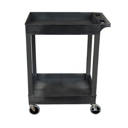 Picture of Luxor 2-Shelf Plastic Utility Cart, 34-1/4inH x 24inW x 18inD, Black