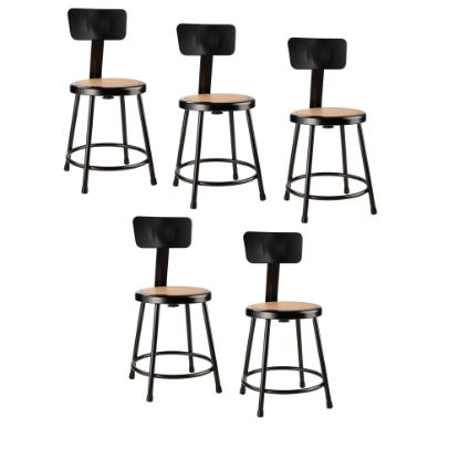 Picture of National Public Seating Hardboard Stools With Backs, 18inH, Black, Set of 5